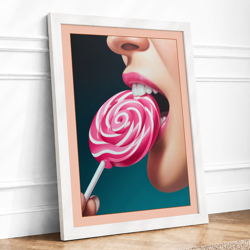 Candy And Lip Pop Art - Print, A2 - 59.4 x 42.0 cm, White