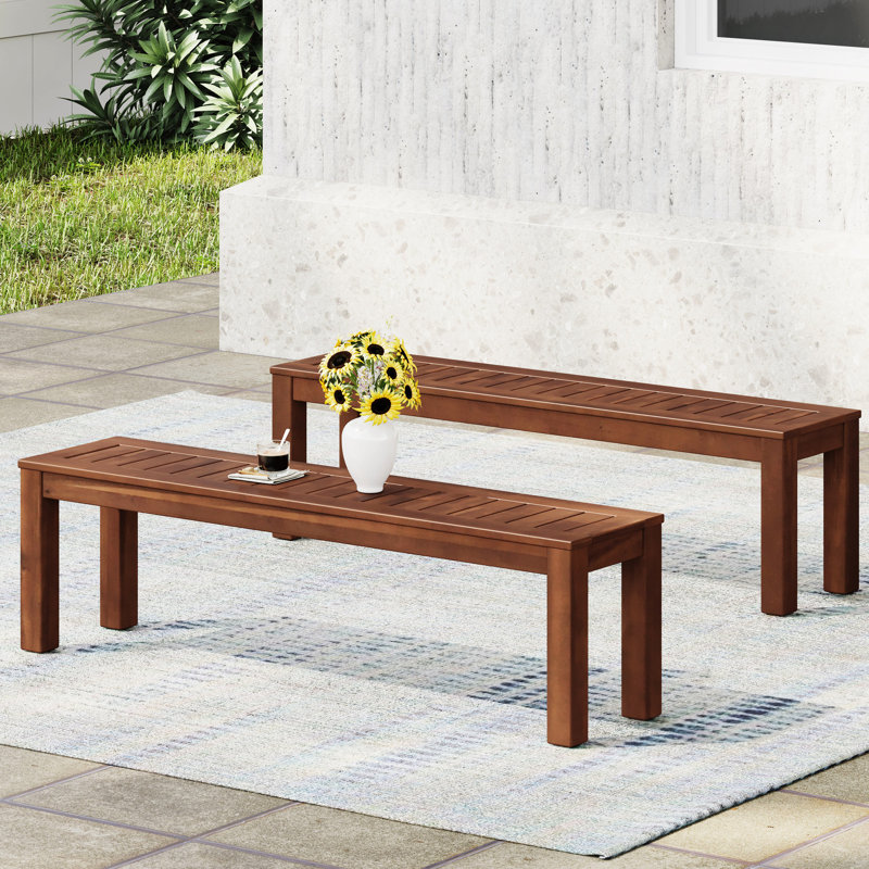 2 bancs rustiques en bois de 155 cm (61,08 po) - Construction robuste et durable.