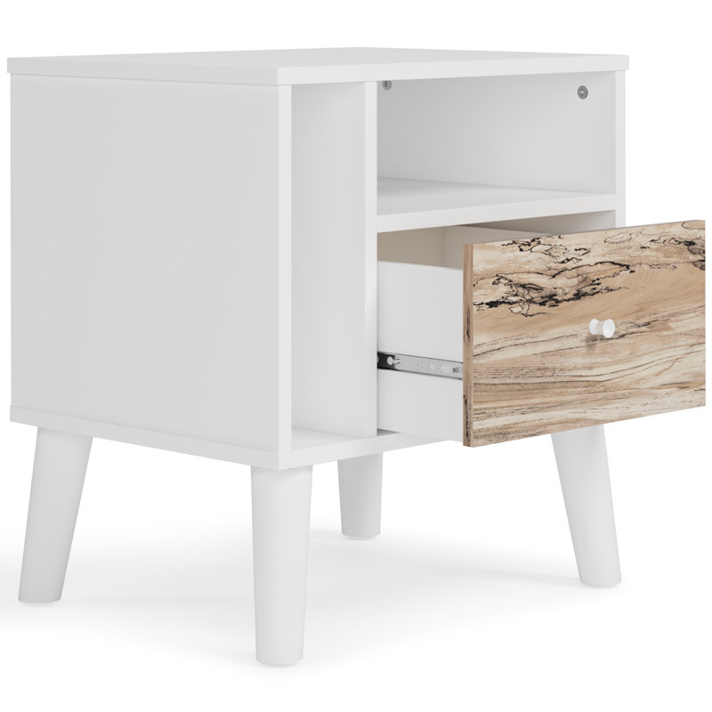 Jeven One Drawer Two Toned Wood Nightstand, Brown/White