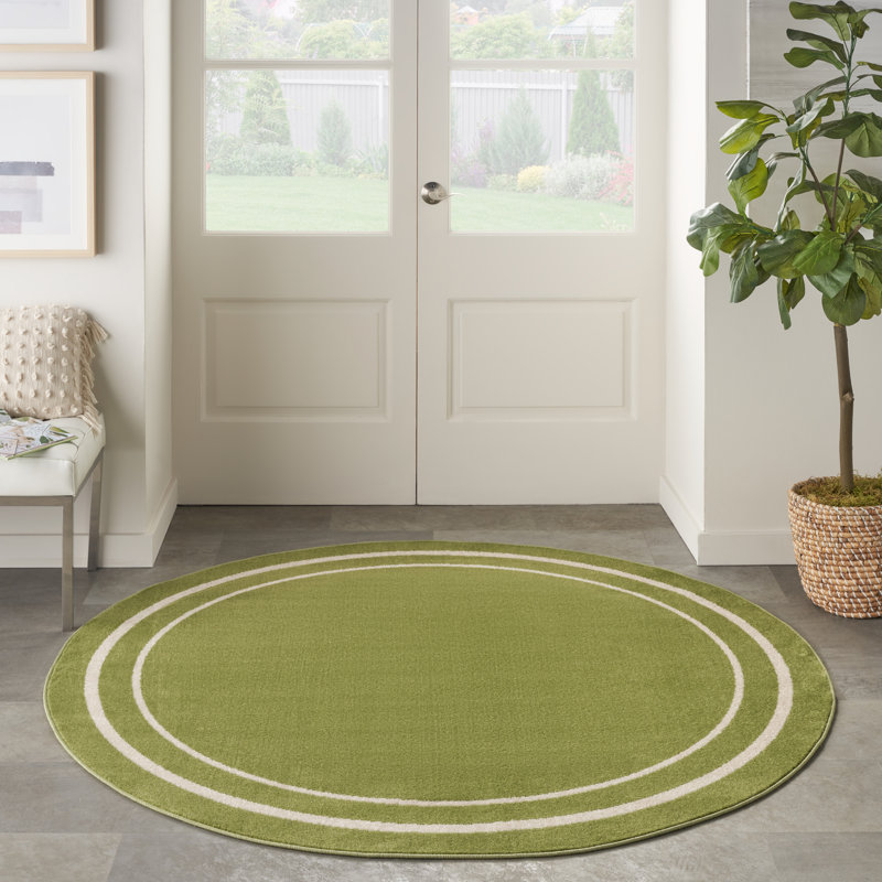 Tapis intérieur / extérieur vert Nourison Essentials Ivory, Rond 8 pi
