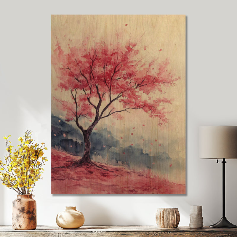 Arbre fleuri Sakura I - art floral en bois arqué, H 32 po x l 24 po, Arche