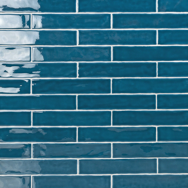 Brookline Polished 2" x 10" Ceramic Brick Look Subway Wall Tile (5.38 sq. ft./ box), Blue