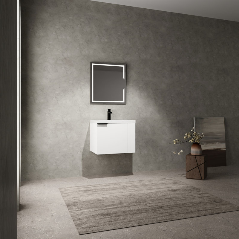 Meuble-lavabo de salle de bain 24 po pour espaces spacieux - Armoire en chêne moderne, fabrication en contreplaqué robuste et capacité de rangement suffisante de 24 po, style américain et fabrication élégante