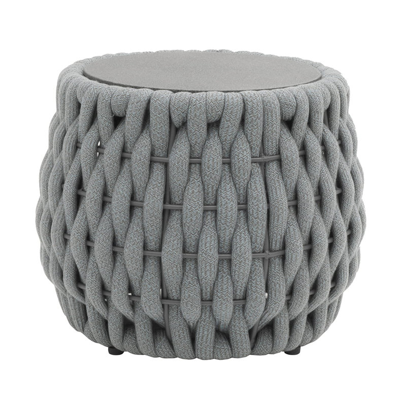 Darpan Round Stone Outdoor Side Table - 54 cm W 54 cm D, Grey