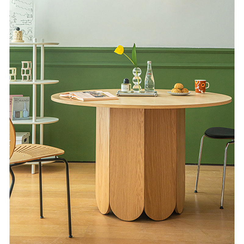 Japanese-style Creative Solid Wood Round Dining Table, 29.53" H x 47.24" L x 47.24" W