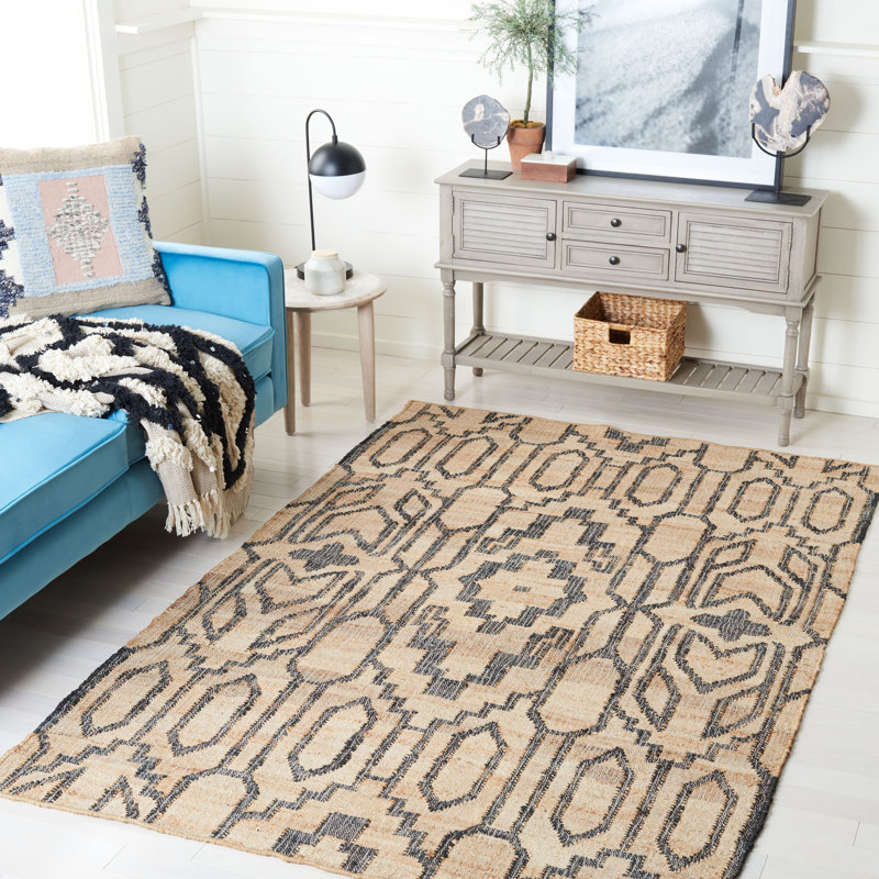 Augst Natural Fiber Flat Weave Jute Southwestern Rug, Rectangle 5' x 8'