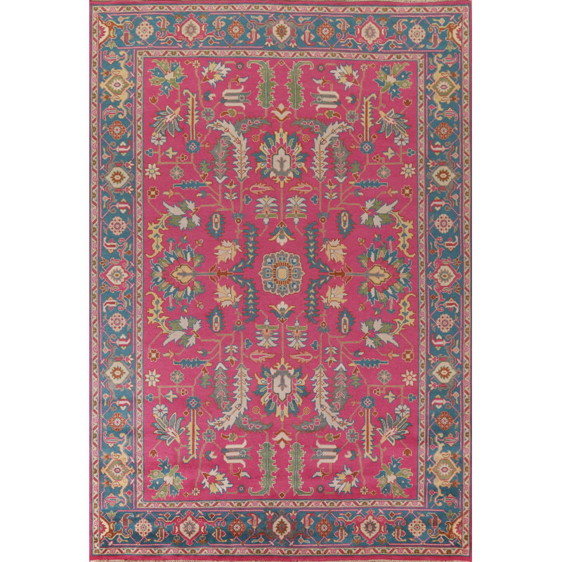 Tapis oriental traditionnel All-Over rose 10 x 14 po
