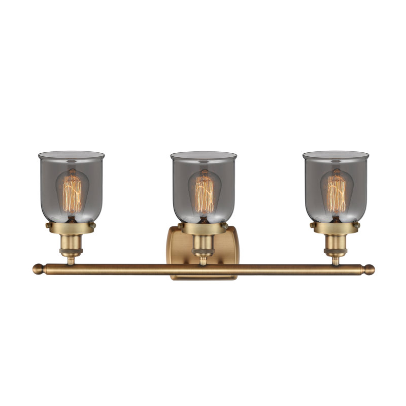 Éclairage pour meuble-lavabo 3 lumières 26 po Ballston Urban Bell, DEL, Plaqué couleur fumée, Laiton brossé
