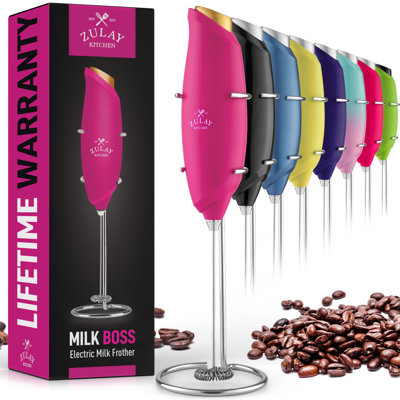 Zulay Kitchen One-Touch Milk Frother for Coffee Easy-Use Handheld Frother