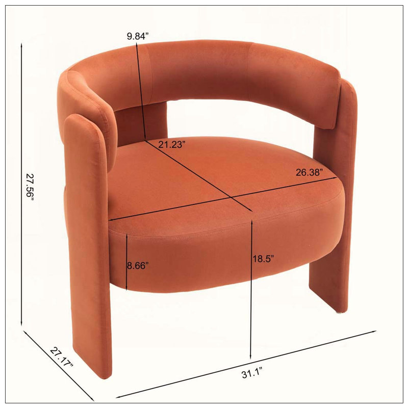 Fauteuil d'appoint pour le salon, fauteuil simple en velours confortable, Orange