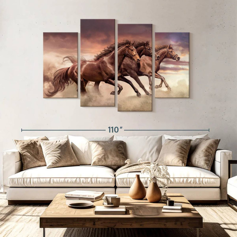 Three Running Horses, 54" H x 84" W