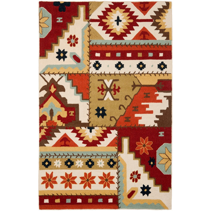 Tapis ivoire en laine crocheté à la main Heintz Tabares, Rectangle 3 pi 9 po x 5 pi 9 po