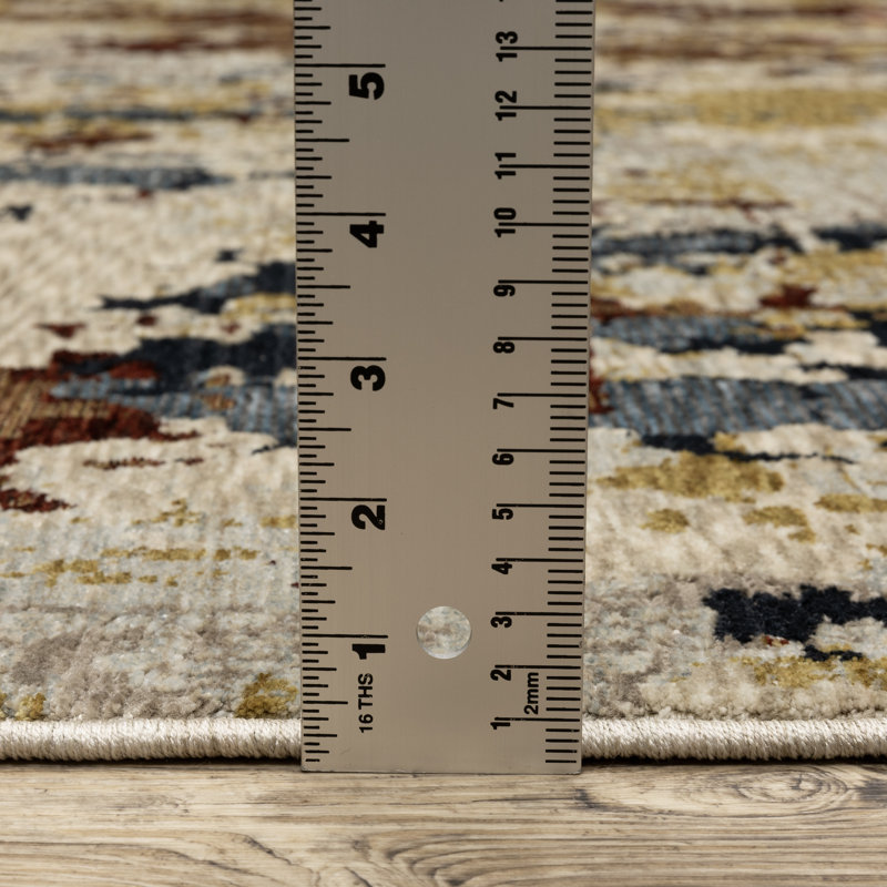 Tapis beige / multicolore à motif abstrait moderne Elizabeth, Tapis de couloir 2 pi 3 po x 7 pi 9 po