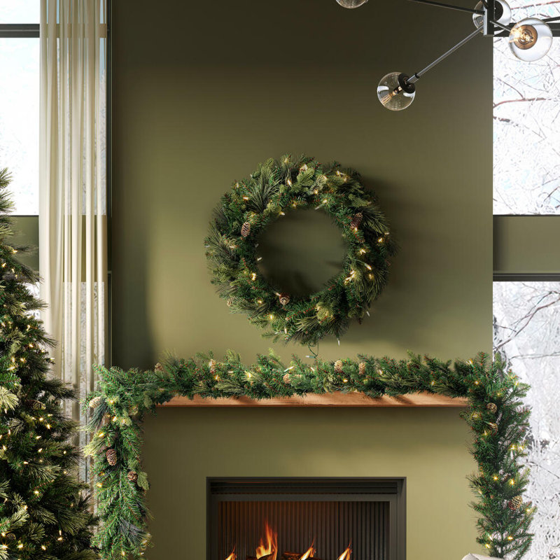 Faux Lighted Fir 30'' Wreath