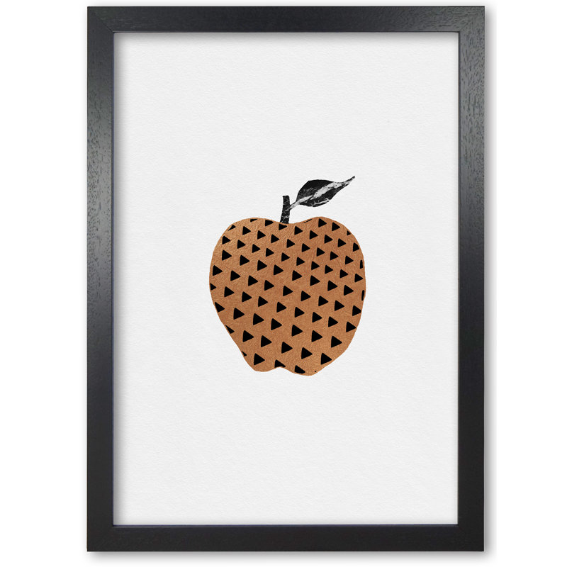 Apple Fruit Illustration - Print, 42 cm H x 30 cm W x 5 cm D, Black Grain Frame