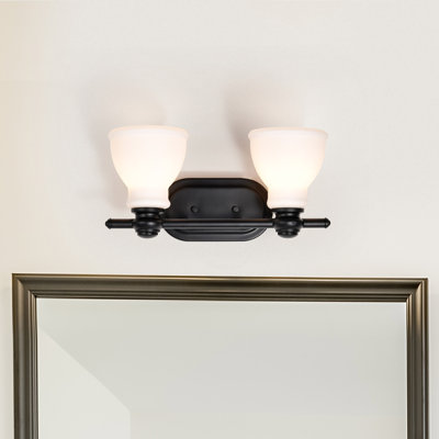 Loletta - 2 Light Vanity - Matte Black with Satin White Glass