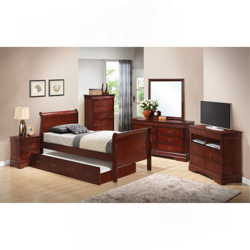 Classic Cherry Twin Bed With Storage, Twin