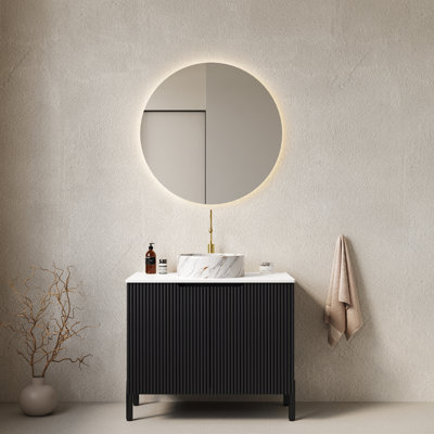 Modern Bathroom Vanity And Sink, 30" Black Mdf Cabinet, Stylish Storage