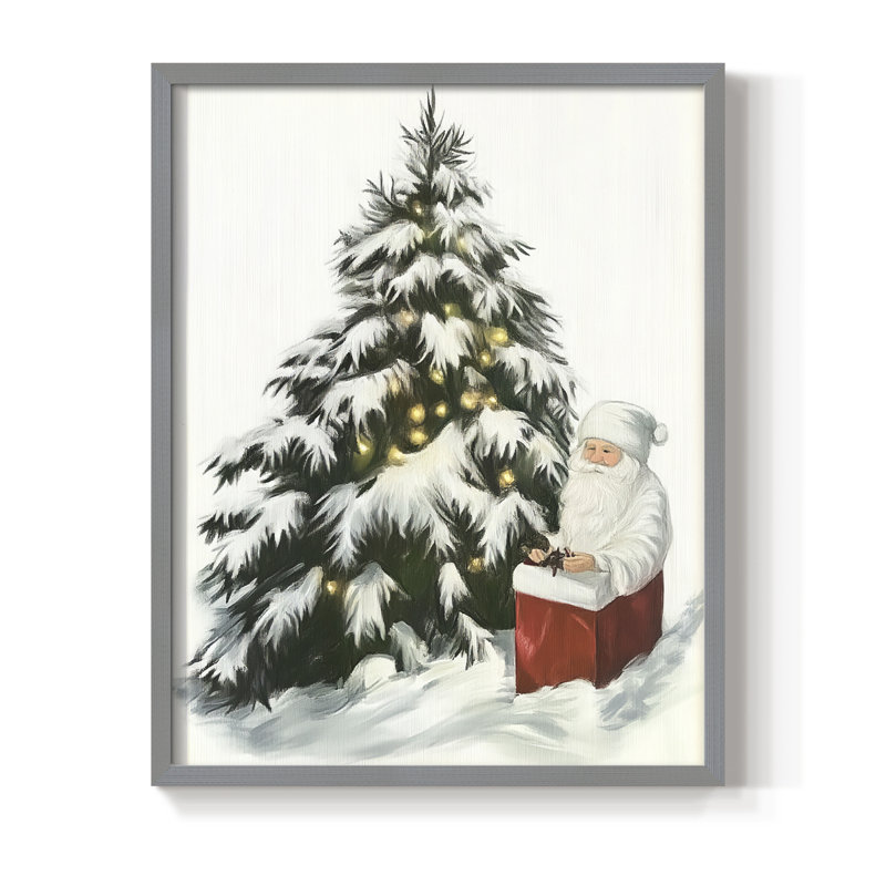 «Christmas Holiday Art CCXLV», reproduction d'art encadrée - bois massif, H 11 po x l 9 po, Gris