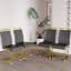 Chaises de salle à manger modernes, chaise d'appoint rembourrée en similicuir à haut dossier avec tube en forme de C. Plaqué pieds en métal doré pour salle à manger, cuisine, meuble-lavabo, patio, club, chaise de bureau d'invités (ensemble de 4) (noir + pu)