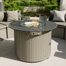 24" H X 32" W Outdoor Round Fire Pit Table In Gray Wicker Finish