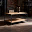 Table basse rectangulaire en bois avec tablette inférieure, table de salon moderne à deux niveaux avec construction durable et conception peu encombrante