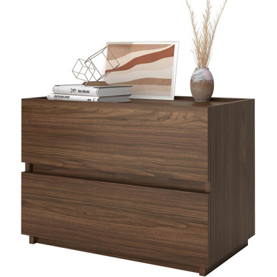  Commode 2 tiroirs empilables, petites commodes pour garde-robe, armoire de rangement pour le couloir de la chambre à coucher, table de chevet à côté de la commode à tiroirs, 23,6 po, chêne classique