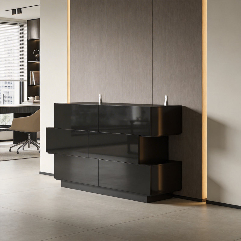 Bhavina 50.8'' W 6 - Drawer Dresser, Black