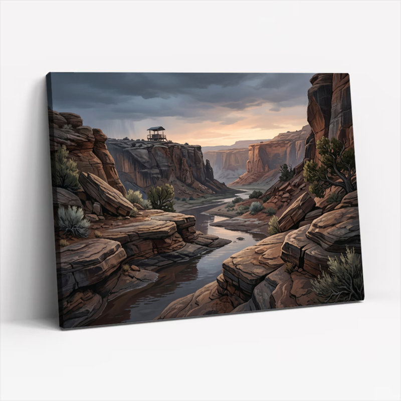 Canyon River, reproduction d'art sur toile, ensemble de 1, 18"H x 24"W, Wrapped Canvas