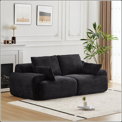 Canapé moderne en mousse à mémoire de forme compressée, grand canapé modulaire 2 places pour le salon, canapé modulaire Cloud compatible avec les animaux de compagnie, tissu en velours côtelé, causeuse très profonde, aucun assemblage requis