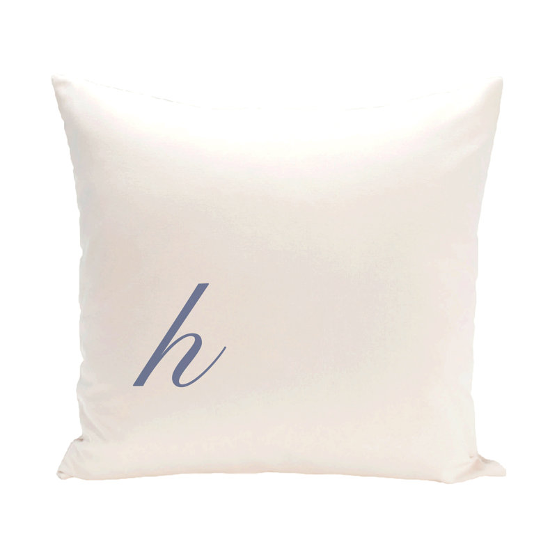 Monogram Design Collection Reversible Throw Pillow, 20"x20", Blue, H