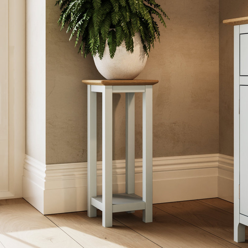 Daris Side Lamp Table Plant Stand. Fully Assembled, Off White