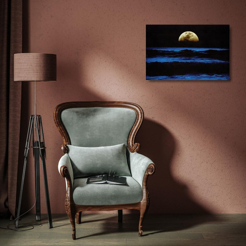 Océan au lever de la lune, H 12 po x l 18 po