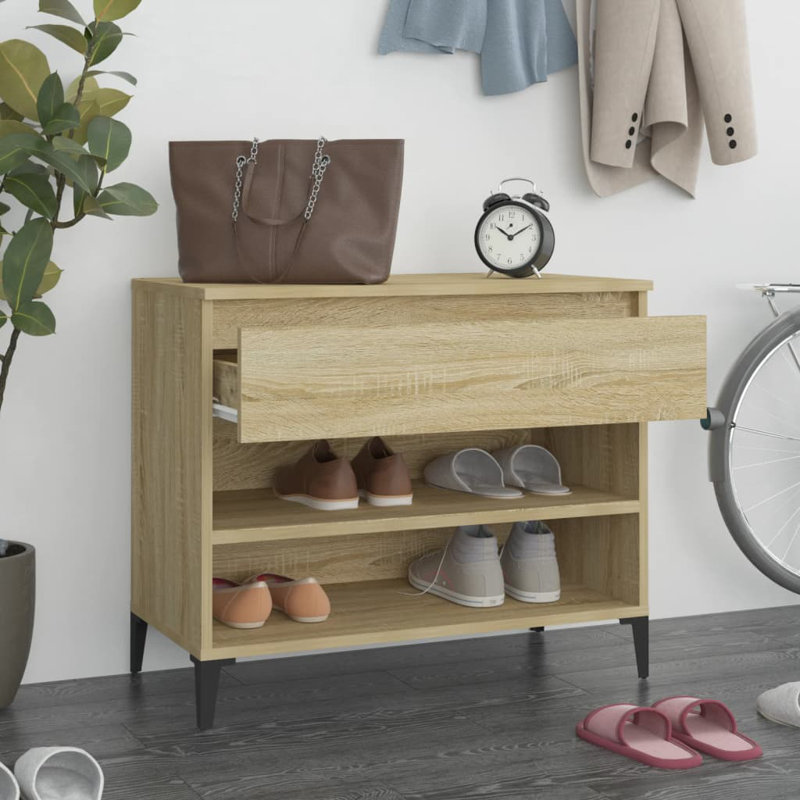 8 Pair Shoe Storage Cabinet, Oak