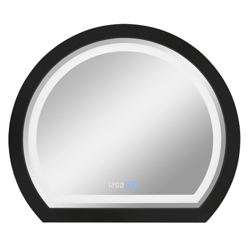 Anti-fog Led Lighted Arched Wall Mirror Vanity Make up Mirror, Black
