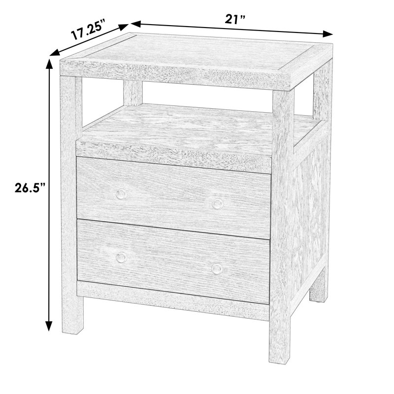 Nora 2-Drawer Nightstand, Sage Green
