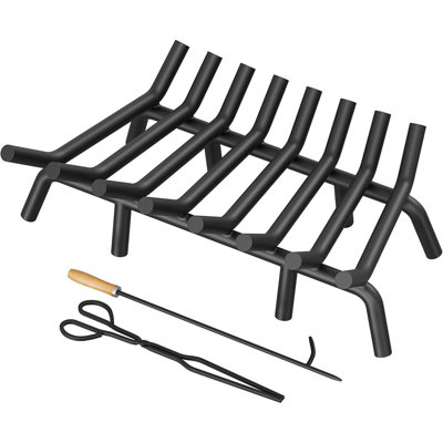 Fireplace Grate 30 Inch With 8 Support Legs, Round Solid Steel Heavy Duty Fireplace Log Holder With Fire Tongs & Poker, Fireplace Log Grate For Indoor Fireplace And Outdoor In-Ground Firepit