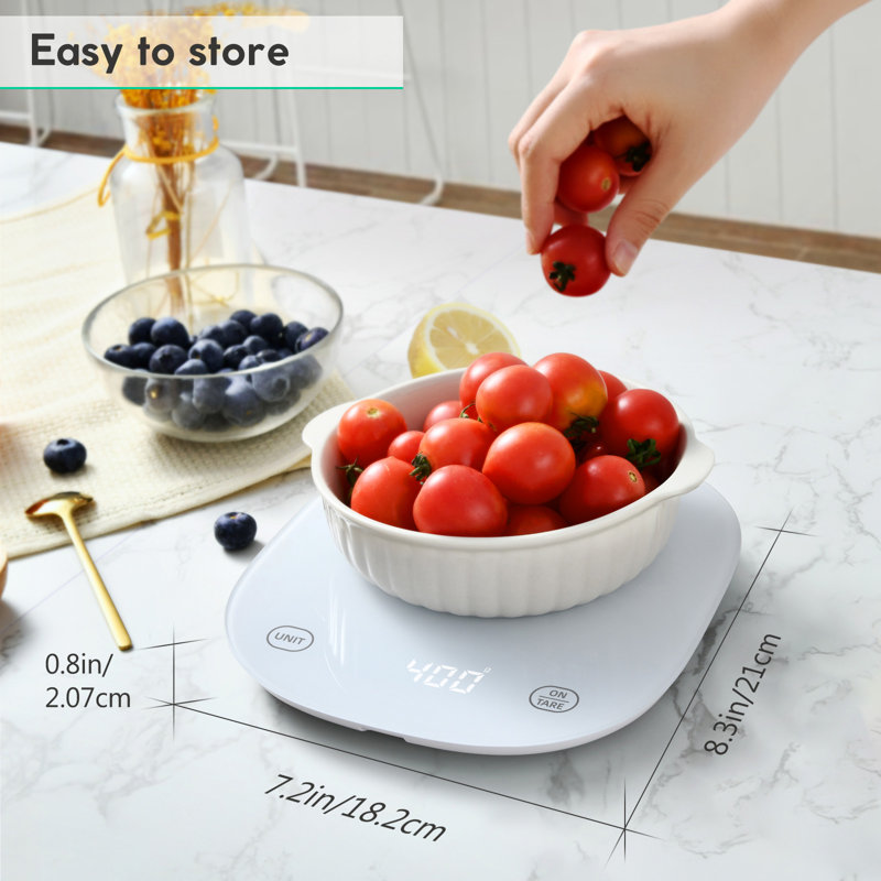 Arboleaf - Smart Food Kitchen Scale with Nutritional Calculator, USB Rechargeable, Grams and Ounces - White