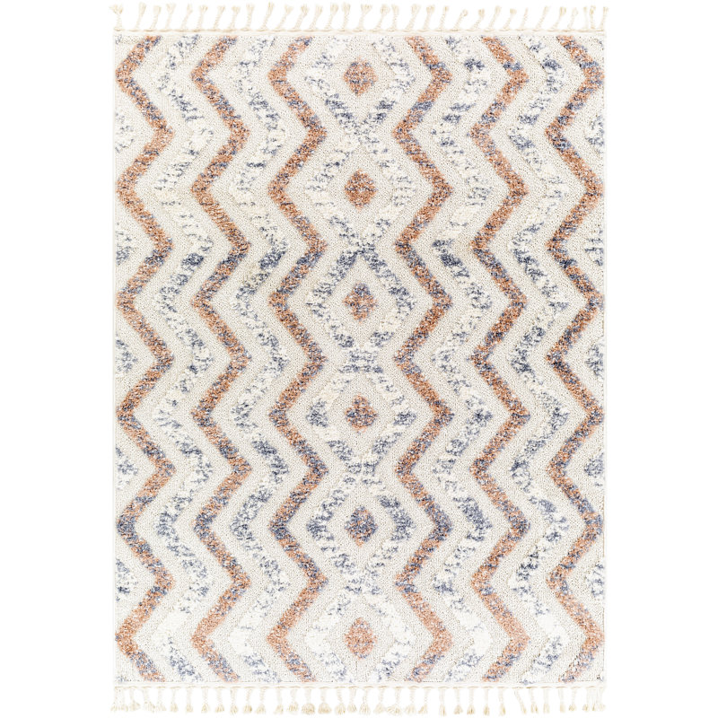 Tapis géométrique tissé à la machine Ahbleza, Rectangle 6 pi 7 po x 9 pi