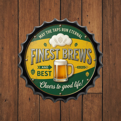 Beer Cap Bottle Caps Metal Tin Signs Wall Art Plaque Vintage Home Decor 13.8x13.8 Inch