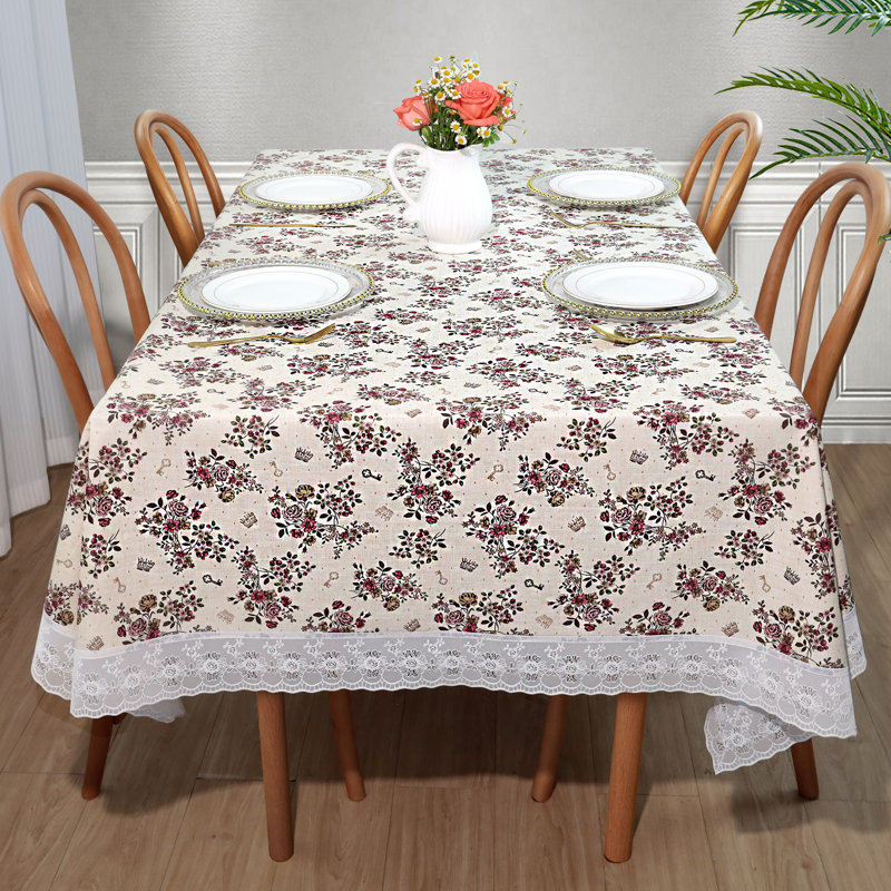 Katica Rectangle Floral Plastic / Acrylic Tablecloth, 78″ L x 55″ W