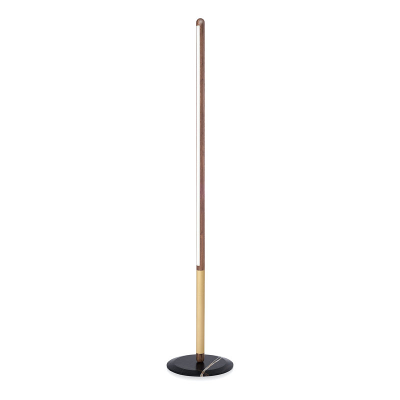 Linea 65.8'' LED Column Floor Lamp, Gold/Black, Walnut