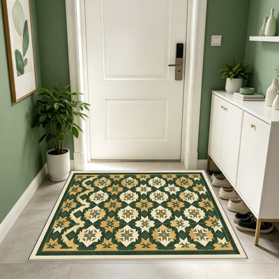 Tapis Olive Gold Star pour le salon, doux et confortable, adapté à toutes les saisons, facile à entretenir, tapis de sol intérieur lavable à la machine, sous la table de ferme convenant à la chambre à coucher, à la salle à manger, au bureau, au patio, au balcon, à la décoration intérieure