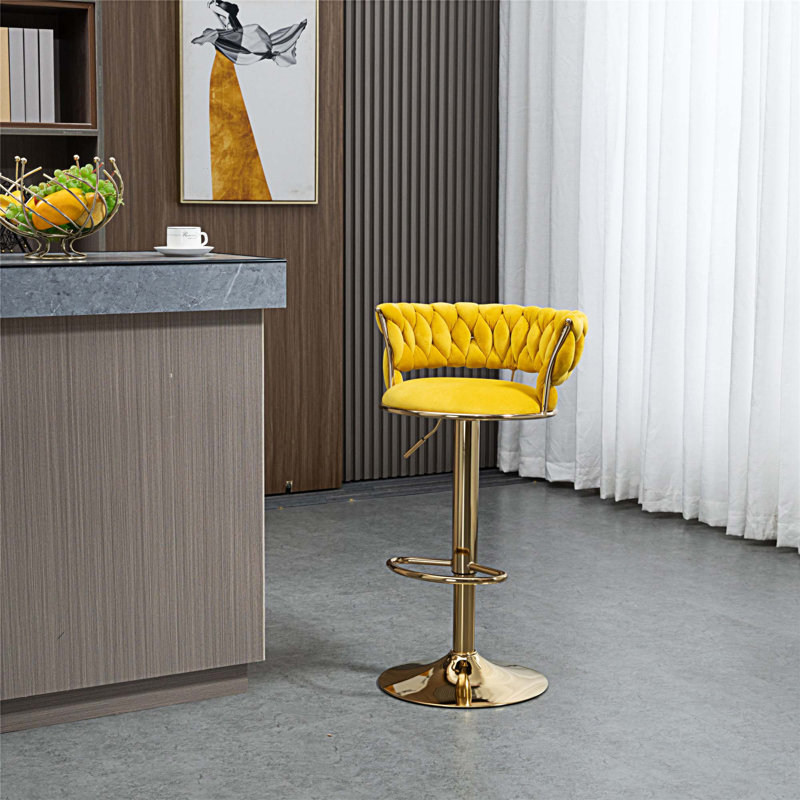 Tabouret pivotant à hauteur réglable Niambi, Moutarde