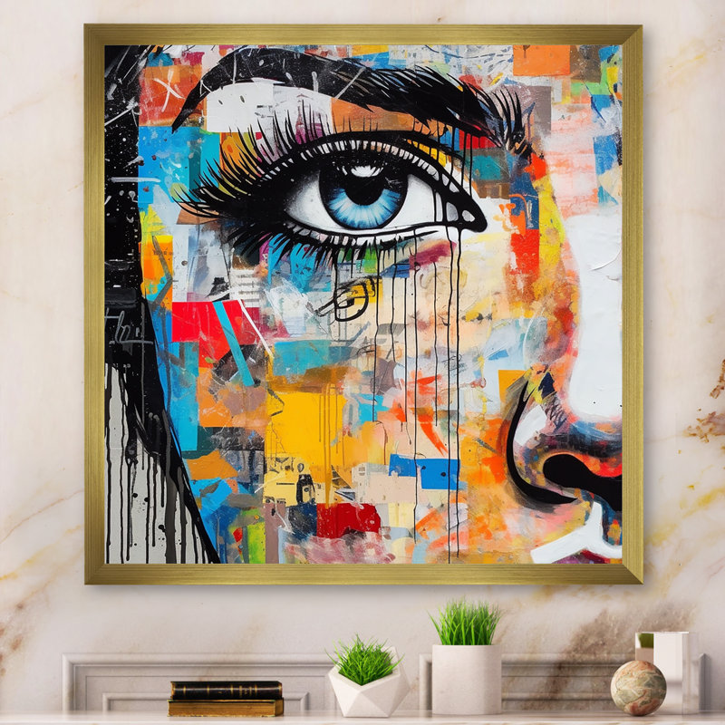 Art féminin, Portrait I - mode, art sur toile, H 24 po x l 24 po x P 1 po, Encadrement doré