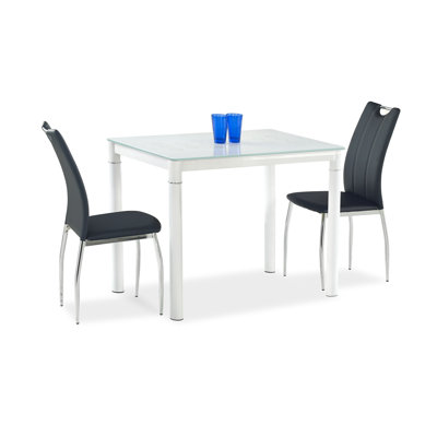 Abdur-Rahim Glass Top Metal Base Dining Table