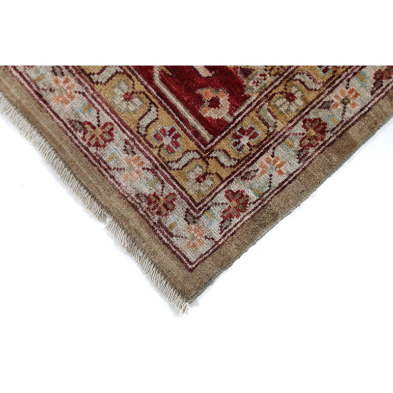 Tapis chameau et rouge noué à la main de haute qualité