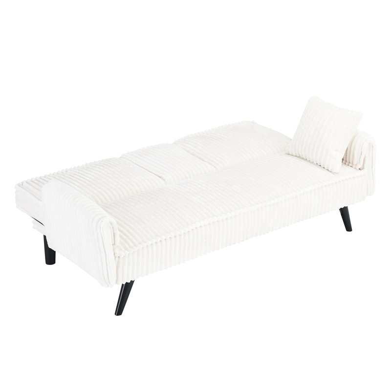 White Corduroy For Family: Spacious Seating, Easy Maintenance, Cup Holder Facility Rv With Foldable Design: Space And Portable, Soft Padding