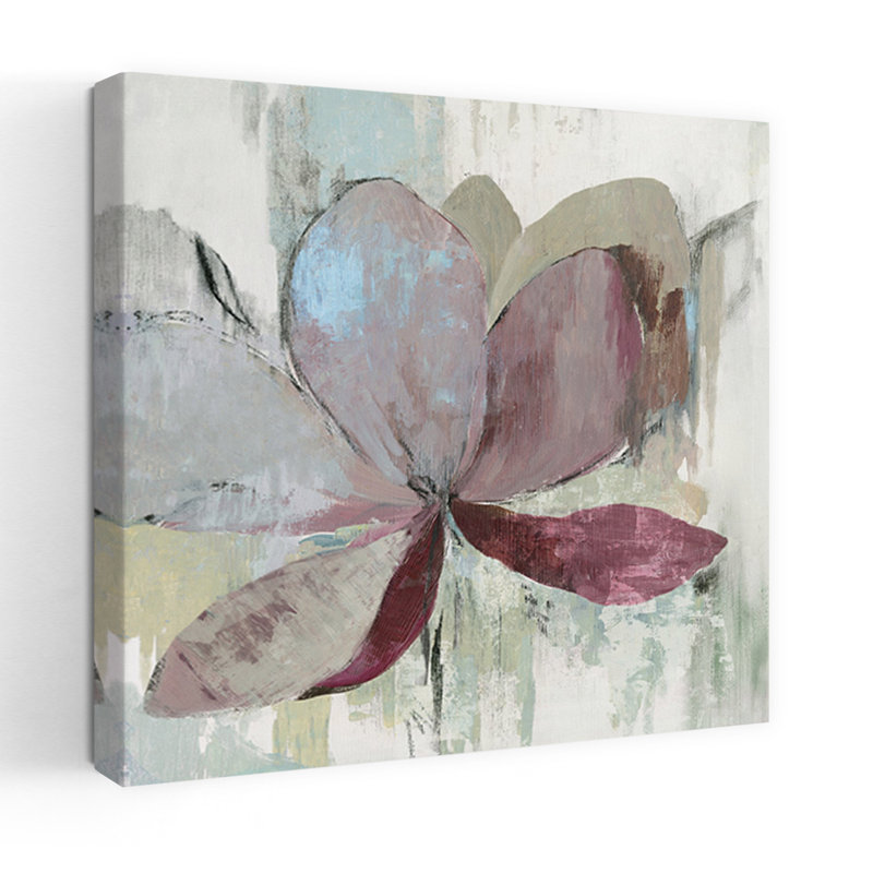Drippy floral I abstrait contemporain délicat fleur nature, H 18 po x l 18 po