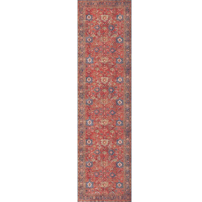Ottilie Ethnic Patterned Woven Base Decorative Red Carpet